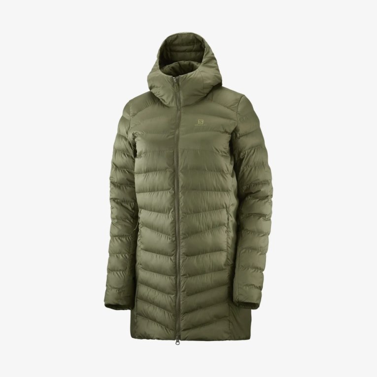 Olive Salomon Essential Xwarm Long Women's Insulated Jackets | IE MT4718